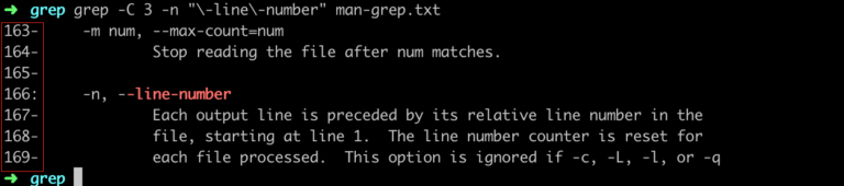 grep with line number