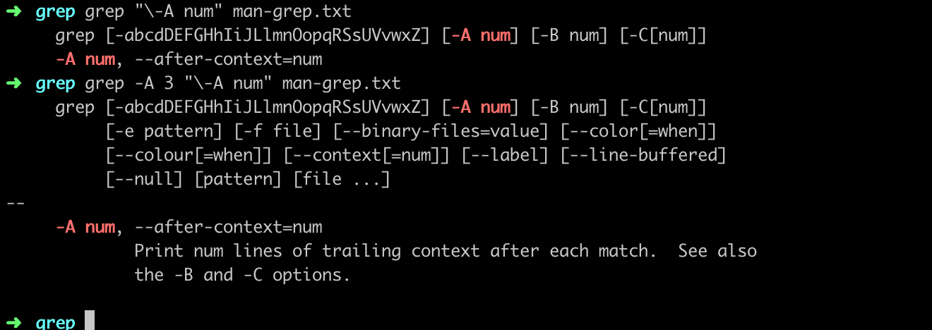 grep examples line number